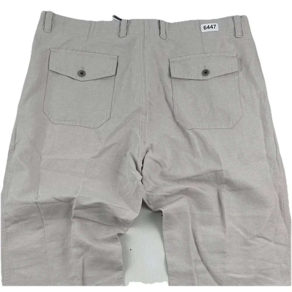 Y2K Banana Republic Linen Cotton Relaxed Pants Men 36x32 Lightweight Tan‎ Loose